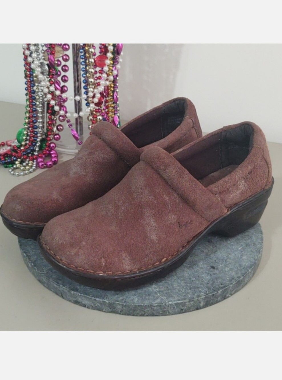 BOC Distressed Metallic Suede Euro Clogs 11 M/W